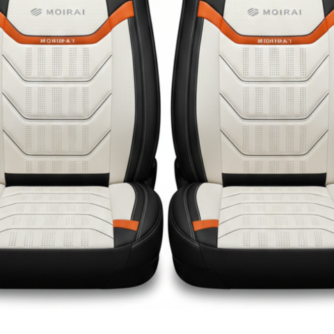 Funda de Asiento Universal Fusion en cuero legítimo con airbag, más regalos: alfombra de cuero y cubierta de volante.